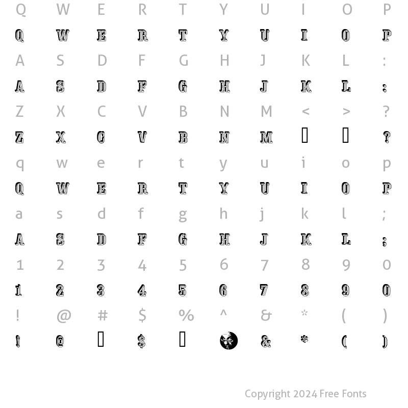 Character Map of Oaktag 3D Regular