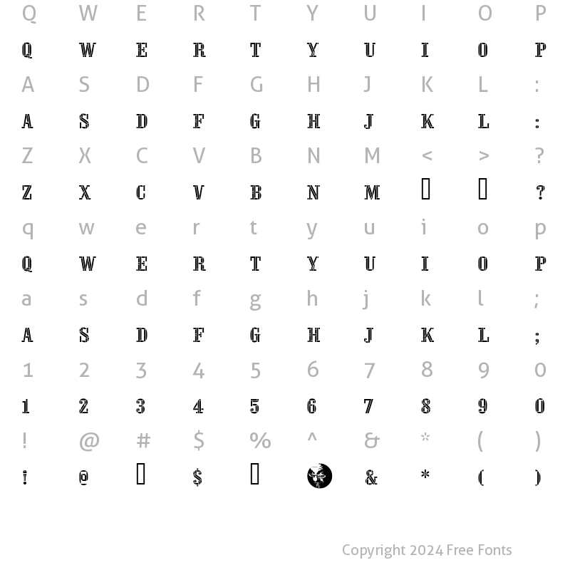 Character Map of Oaktag Regular Regular