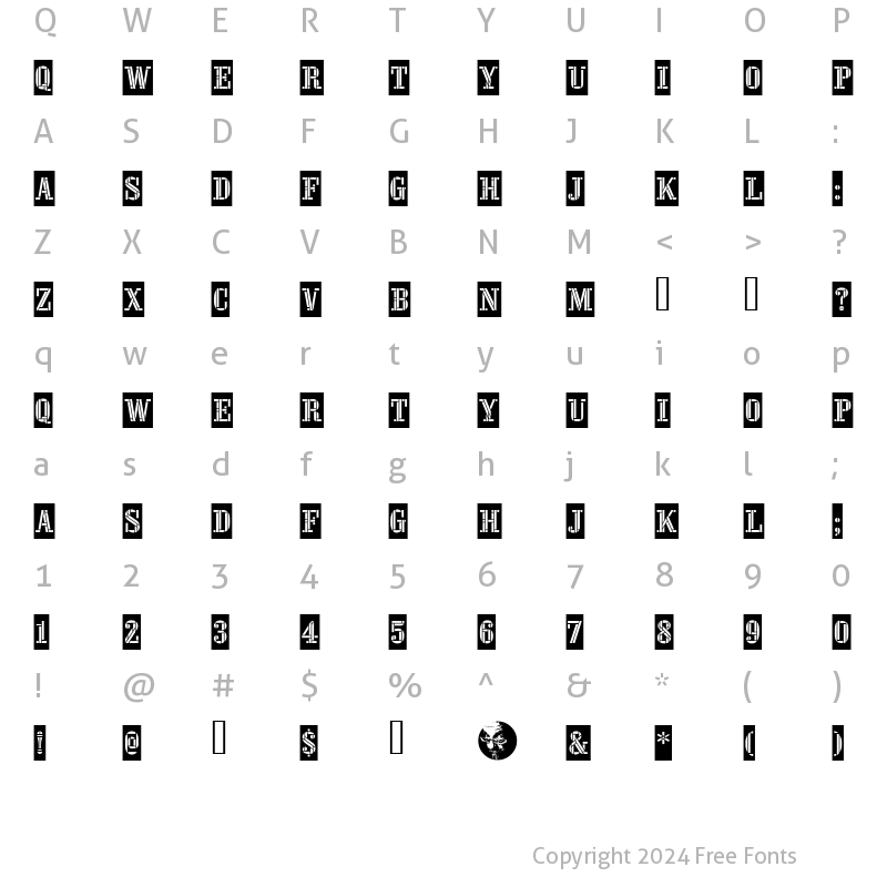 Character Map of Oaktag Tiles Regular