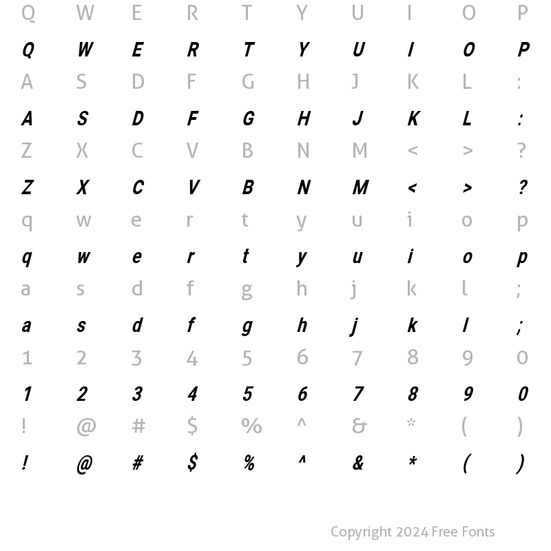 Character Map of Oath Semi Bold Italic