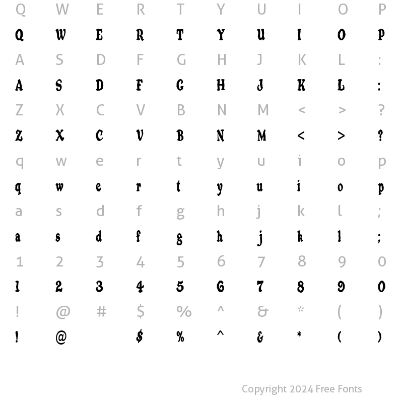 Character Map of OatmealCondensed Regular