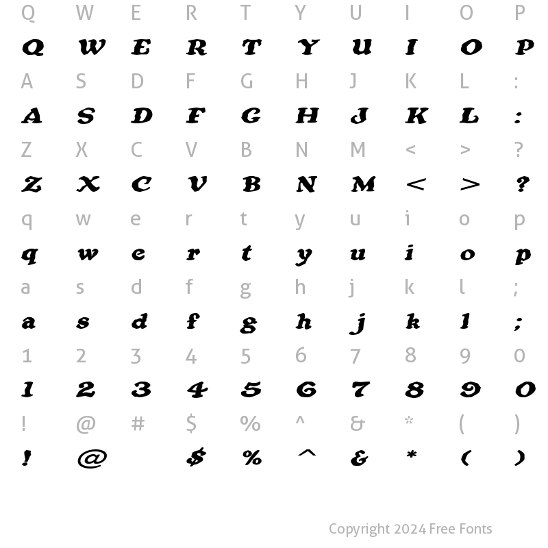 Character Map of OatmealExtended Italic