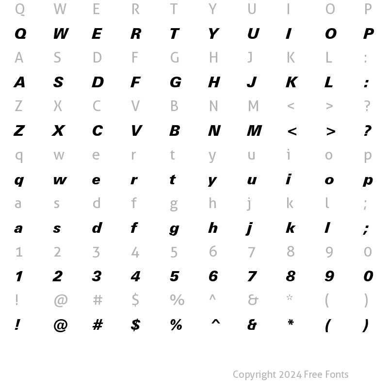 Character Map of Obelisk Bold Italic