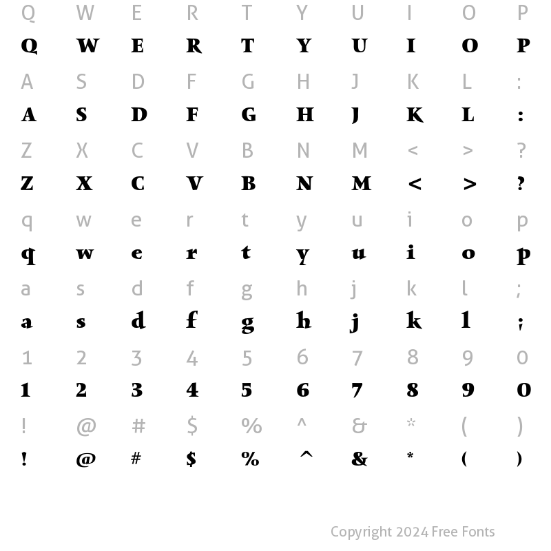 Character Map of Obelisk ITC Std Bold