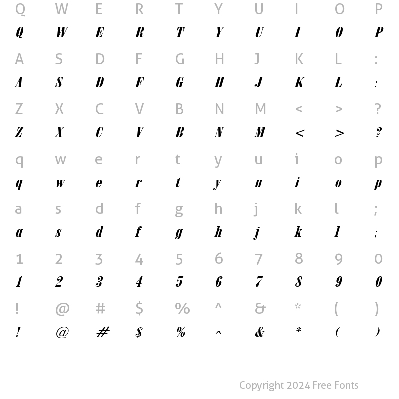 Character Map of ObeliskGrand Italic