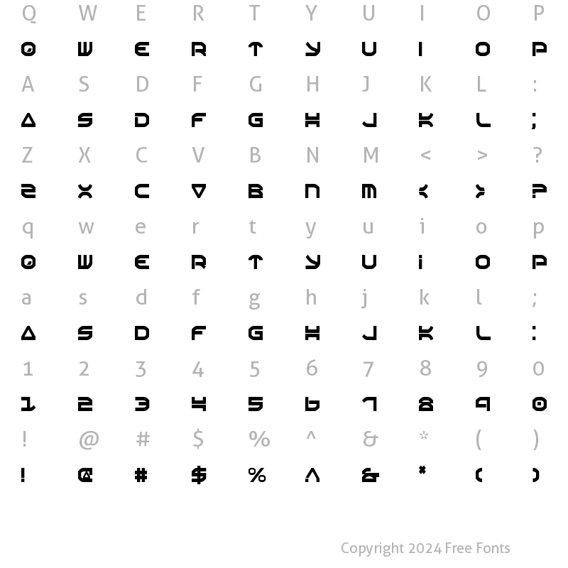 Character Map of Oberon Condensed Condensed