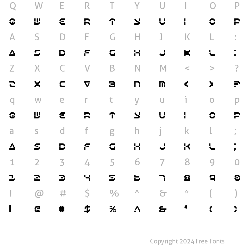 Character Map of Oberon Deux Condensed Condensed