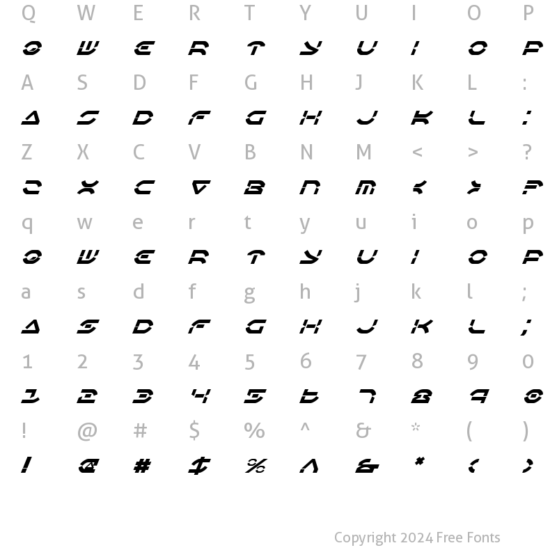 Character Map of Oberon Deux Italic Italic