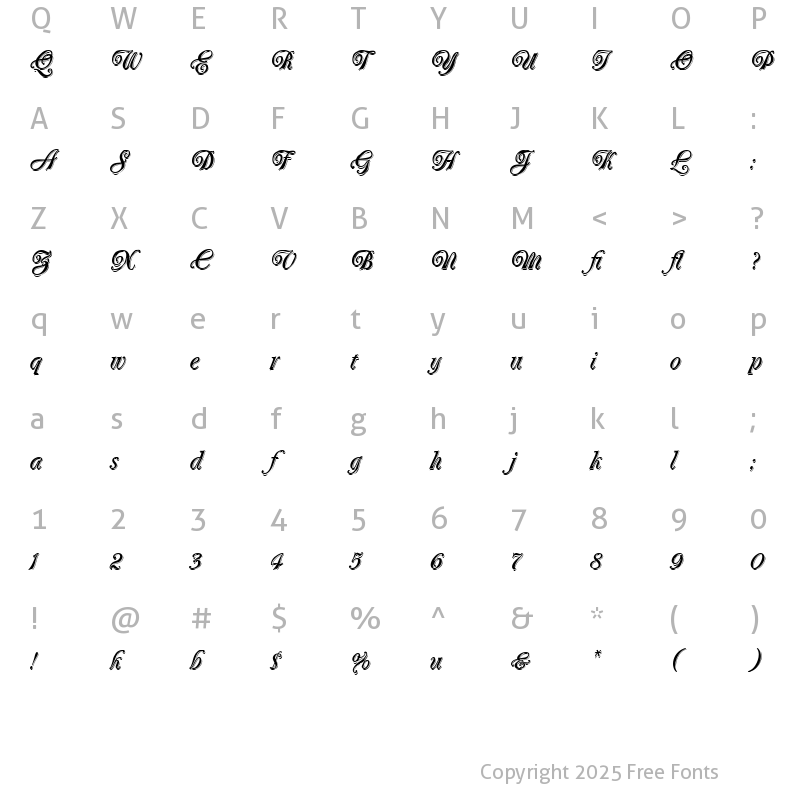 Character Map of Oberon LET Plain