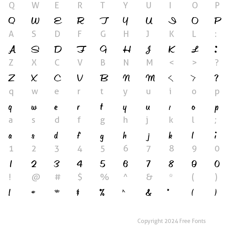 Character Map of ObetteScriptSSK Bold