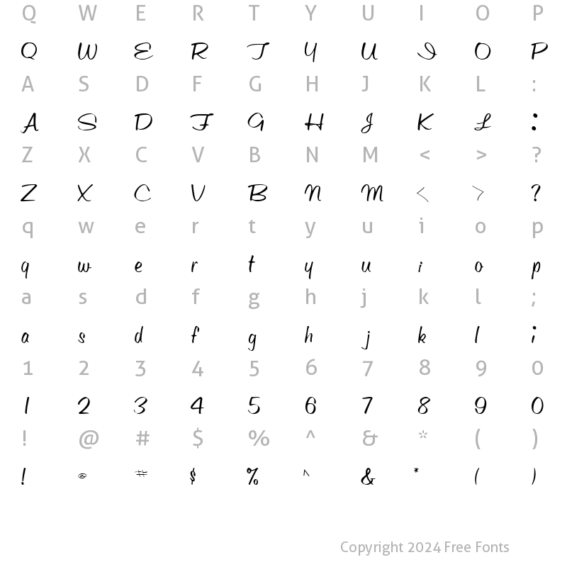 Character Map of ObetteScriptSSK Regular