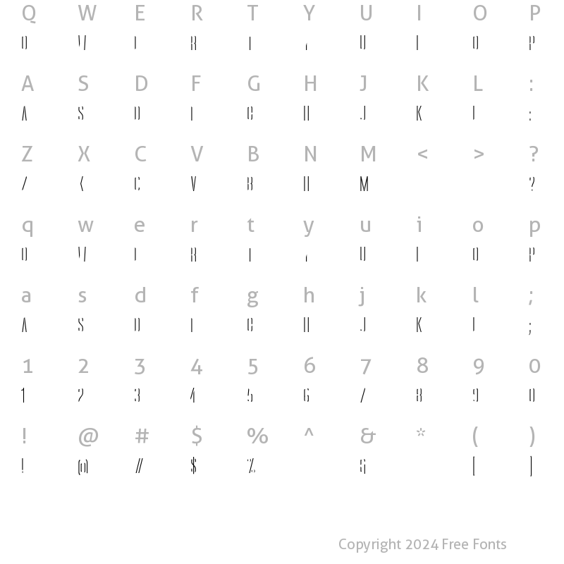 Character Map of Oblivium Right Regular