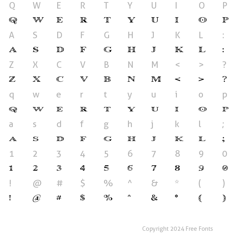 Character Map of Occoluchi Minicaps Regular