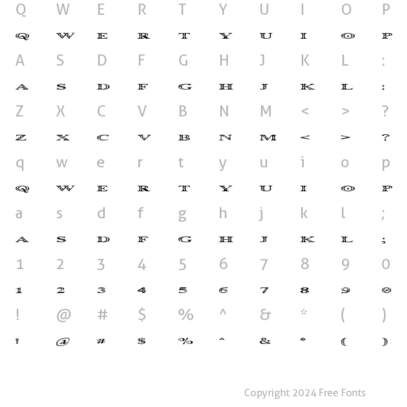 Character Map of Occoluchi Spread Regular