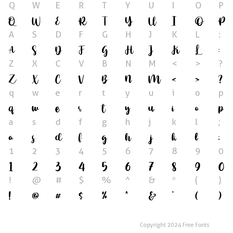 Character Map of Ocean Sunshine Regular