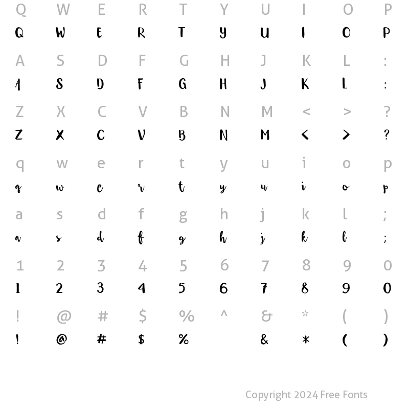 Character Map of Oceanwaves Regular