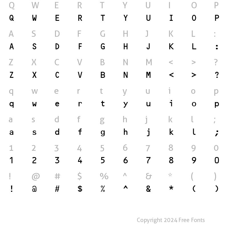 Character Map of OCR 2 SSi Regular