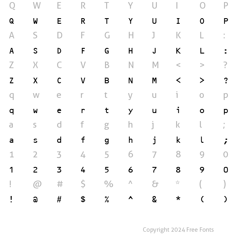 Character Map of OCR B Becker Regular