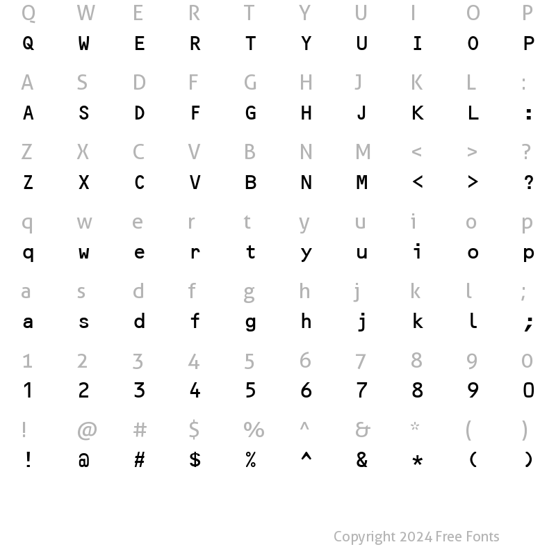 Character Map of OCRBAlternate Roman