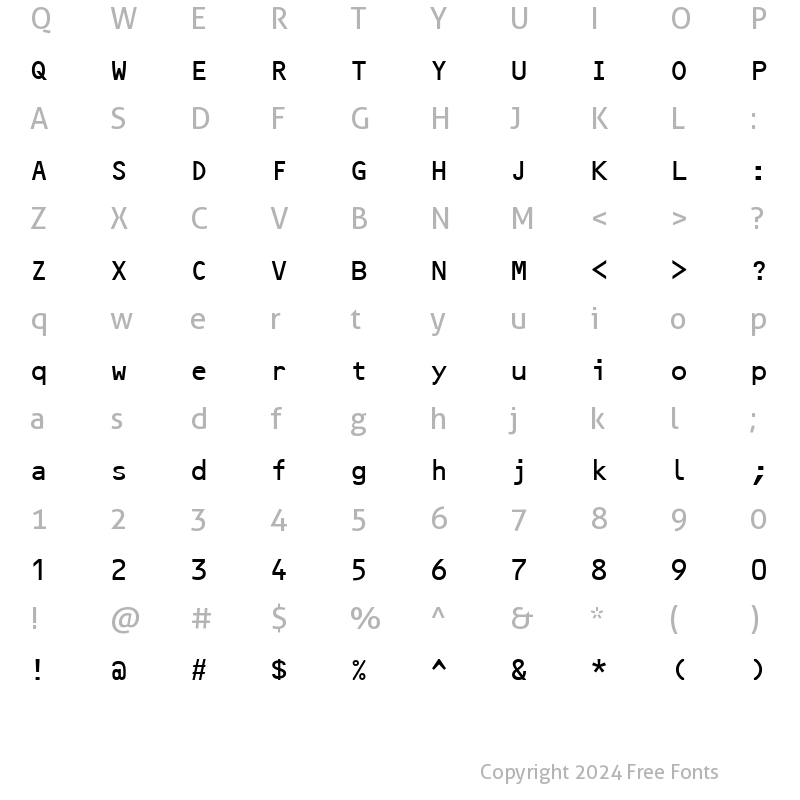 Character Map of OCRBLetM Regular