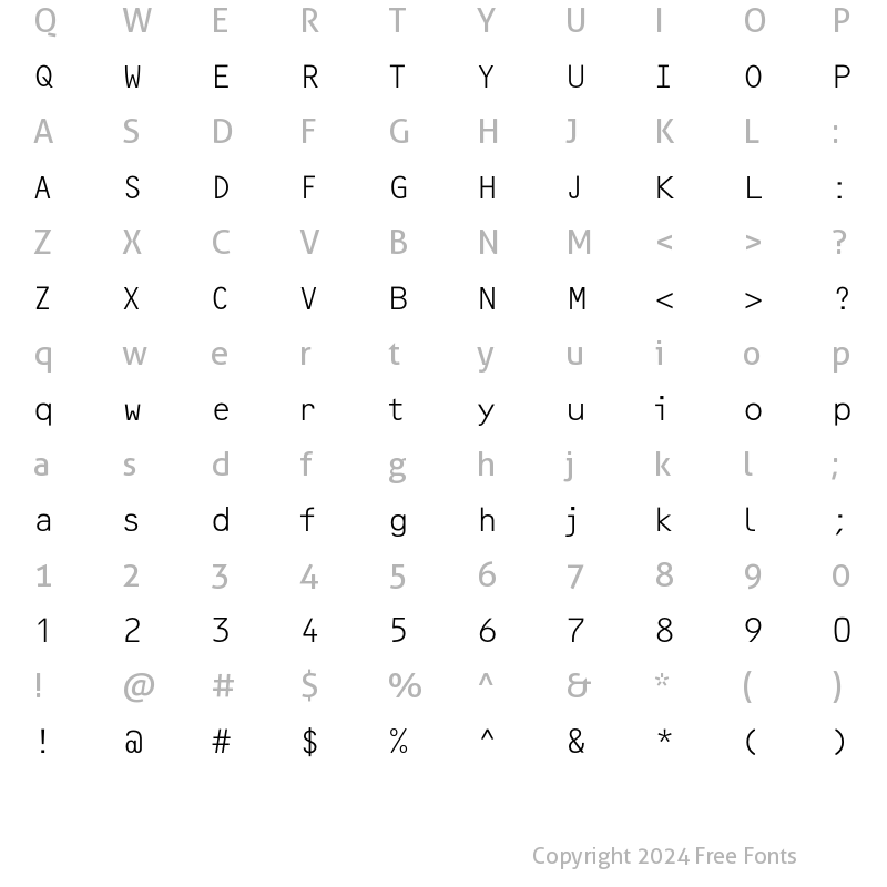 Character Map of OCRF Light Regular