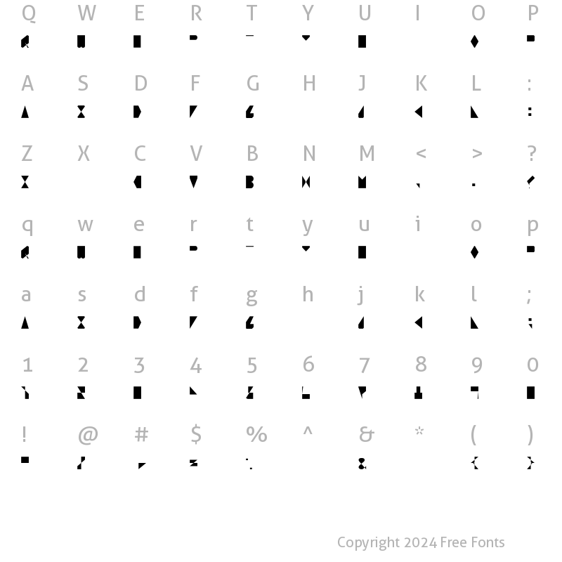 Character Map of OCRFont Regular