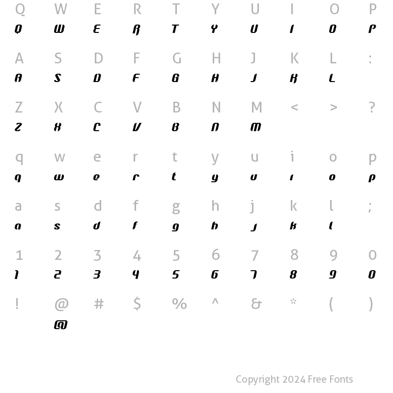 Character Map of Octane Premium Regular