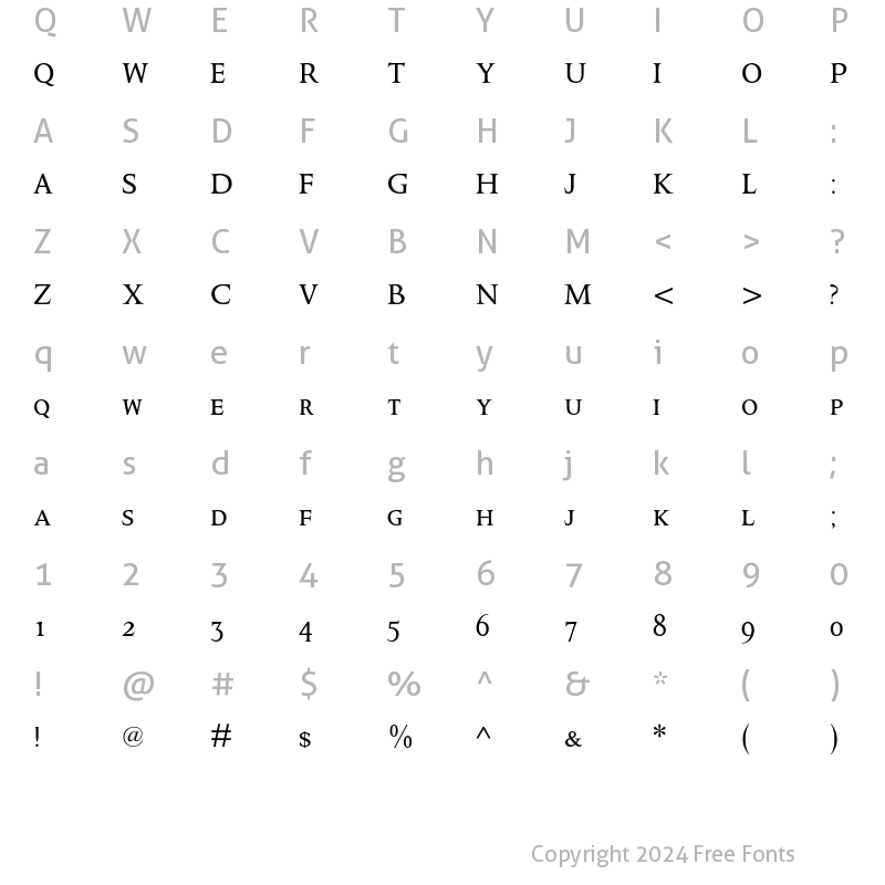 Character Map of Octavian MT Small Caps & Oldsty Regular