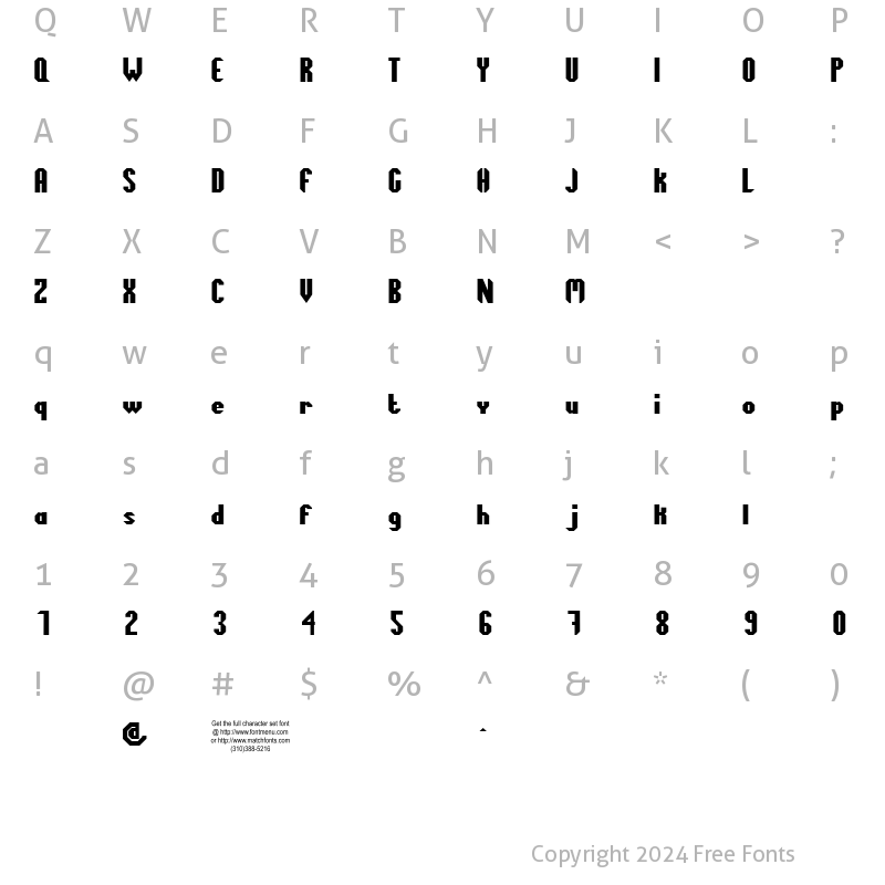 Character Map of Octogone Tryout Regular