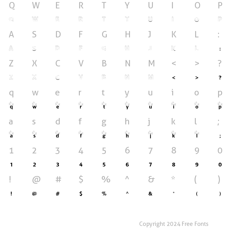 Character Map of OctopusCapitalLessHollow Regular