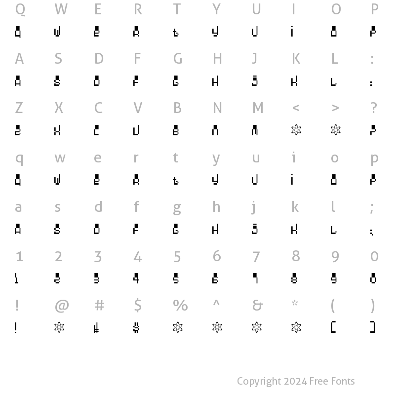 Character Map of Oddessey 1000 Regular