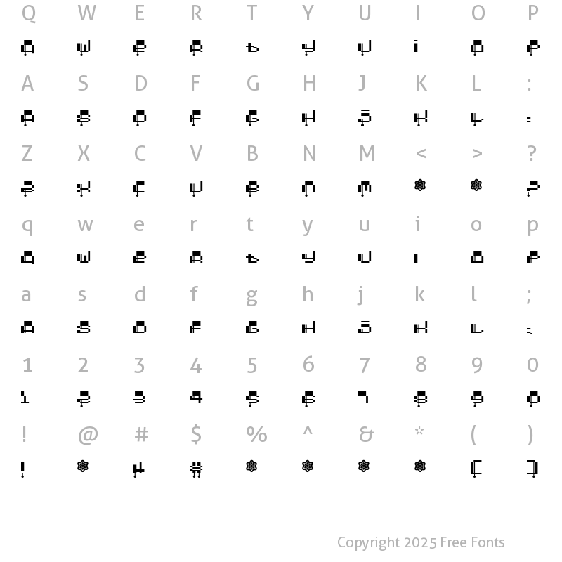 Character Map of Oddessey 2000 Regular