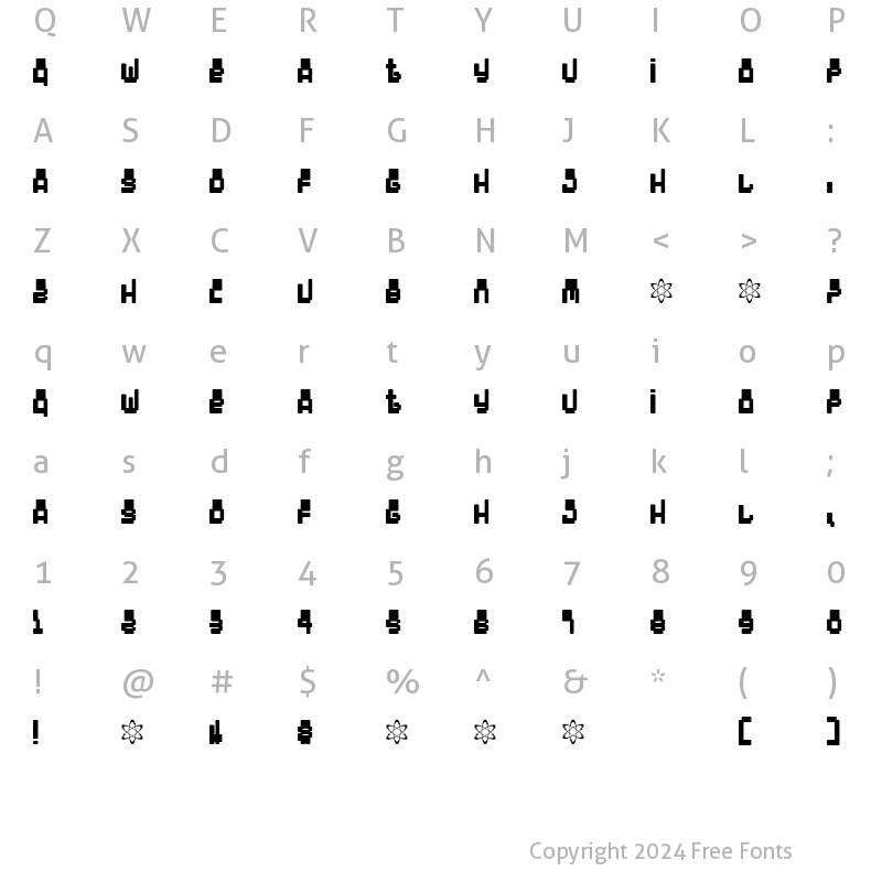 Character Map of Oddessey 4000 Regular