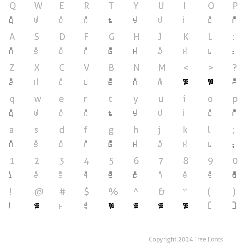 Character Map of Oddessey 5000 Regular