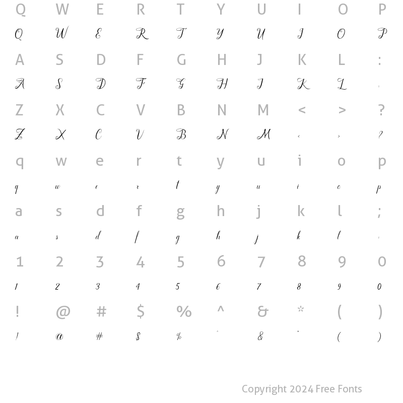 Character Map of Odelina Regular