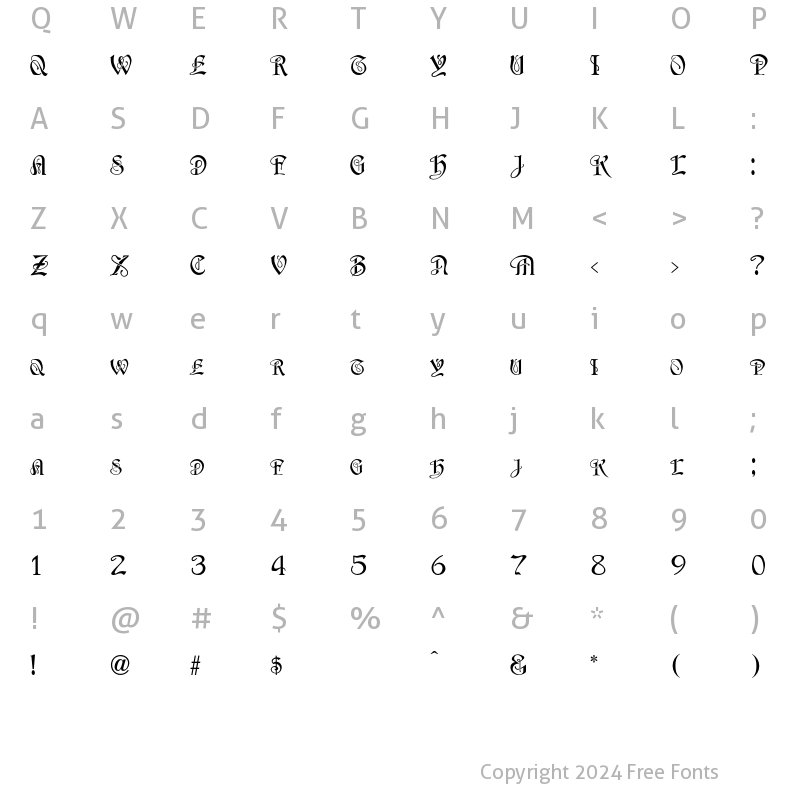 Character Map of Odessa Regular