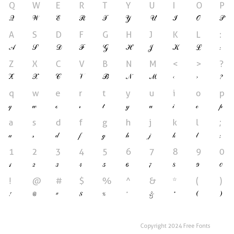 Character Map of Odessa Script Cyr Regular