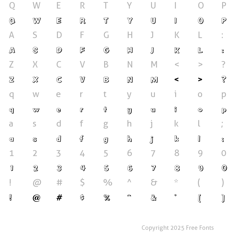 Character Map of OdessaShadow Regular