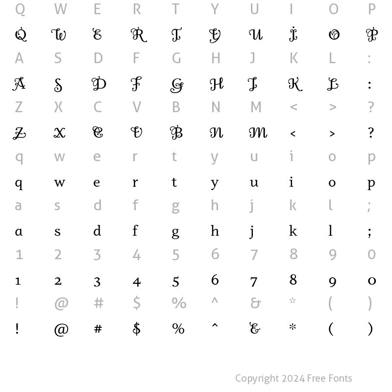 Character Map of Odile Deco Initials