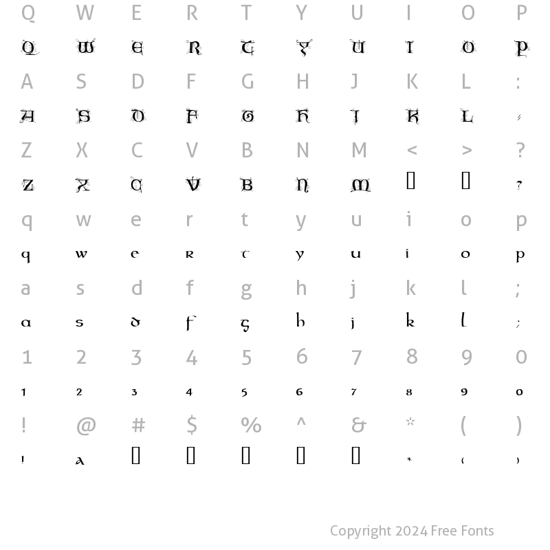 Character Map of Odilia Regular