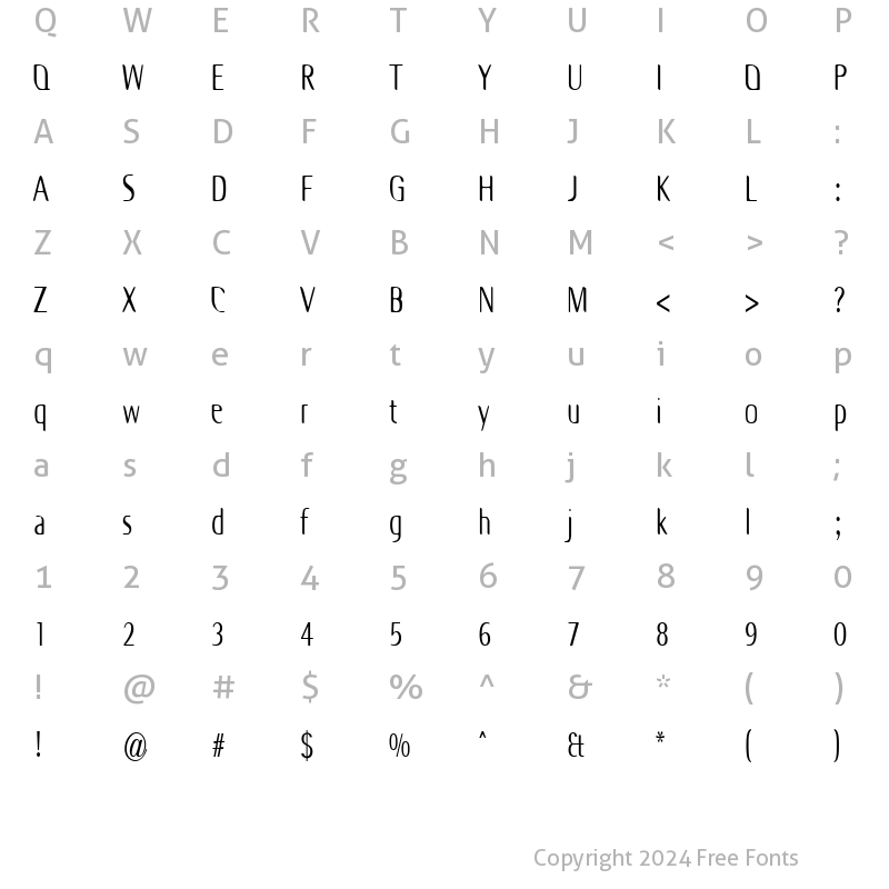 Character Map of OdysseyCondensed Regular