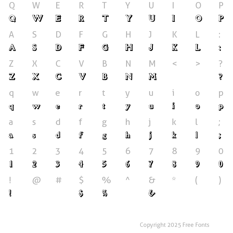 Character Map of OetjenShadowDisplay Regular