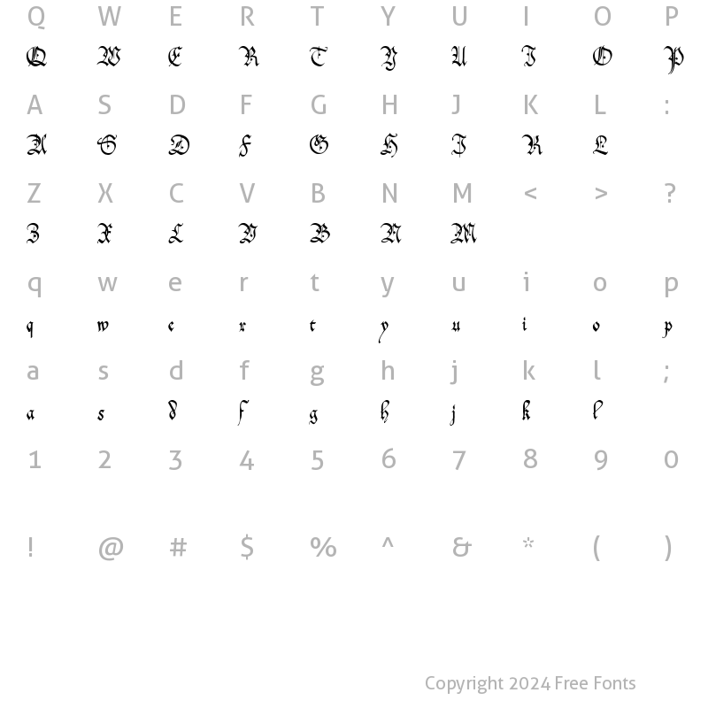 Character Map of Offenbach Chancery Regular