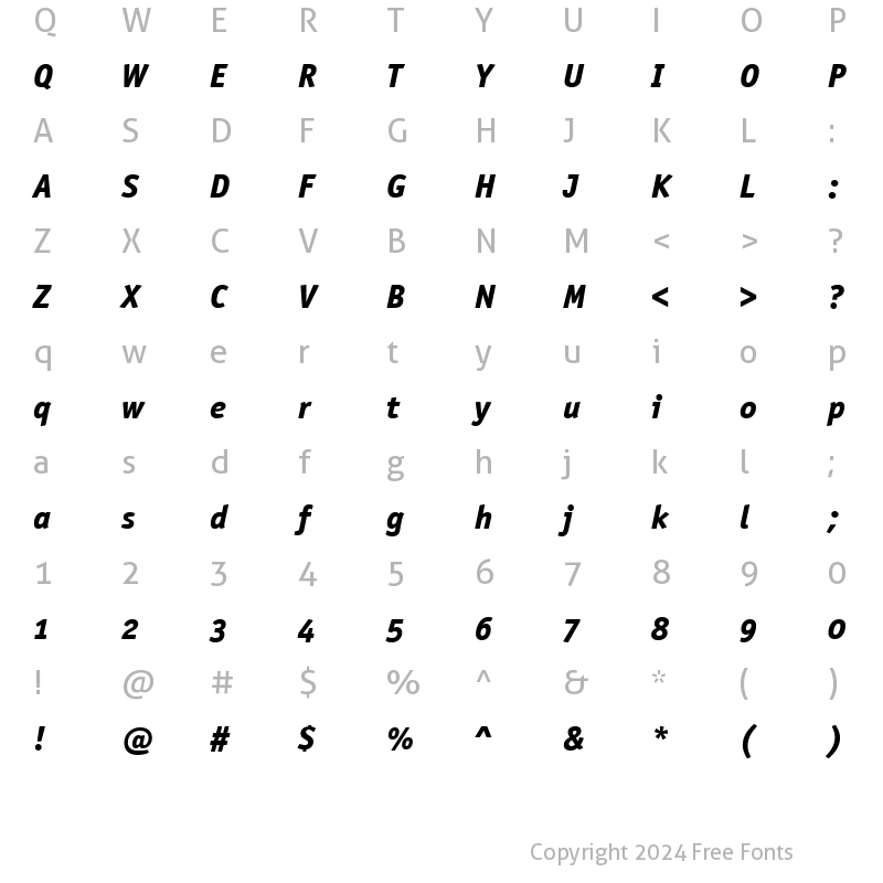 Character Map of OfficinaSanMdOSITCTT ExtBoldIta