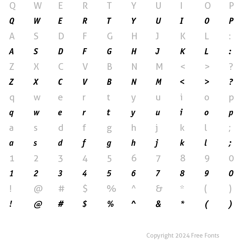 Character Map of OfficinaSansEF Bold Italic