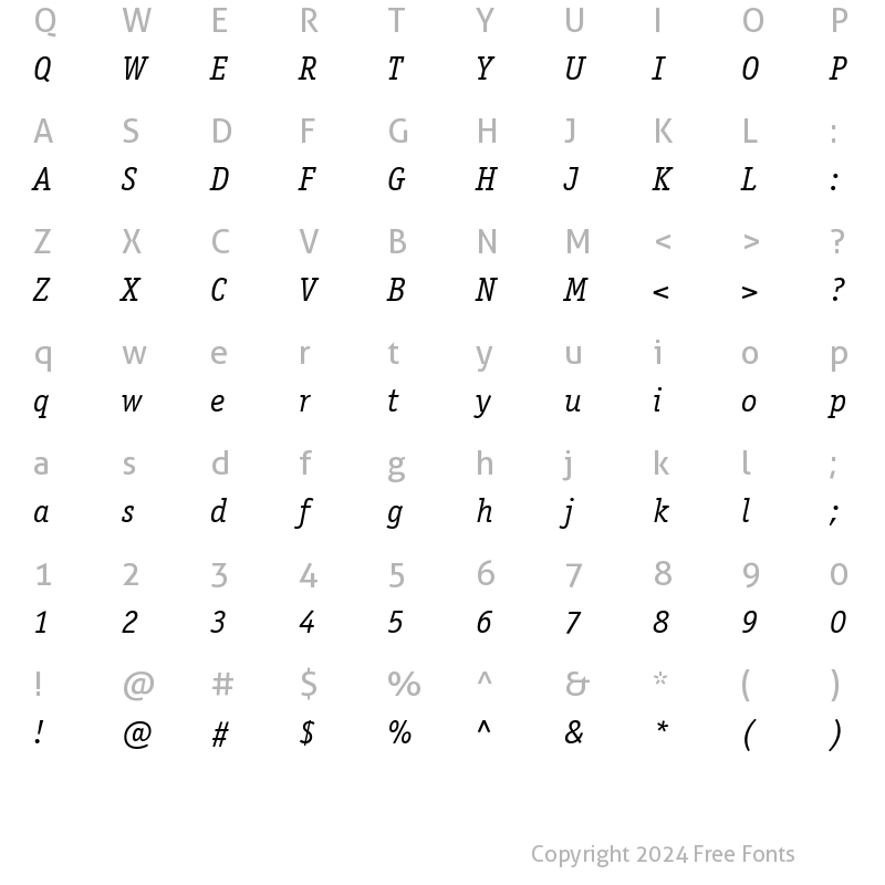 Character Map of OfficinaSerifBookC Italic