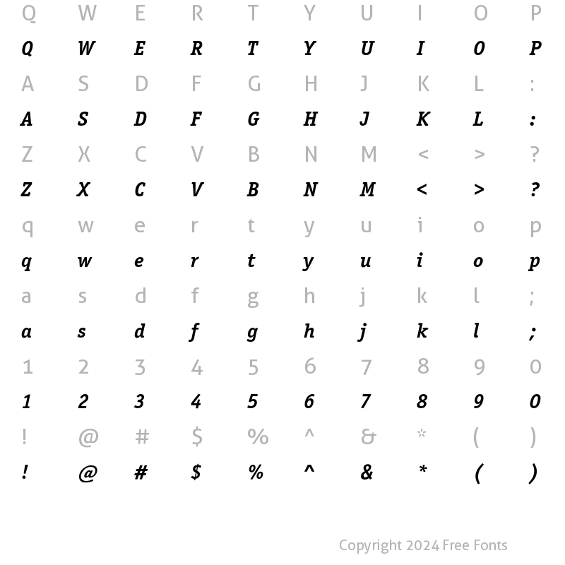 Character Map of OfficinaSerifEF Bold Italic