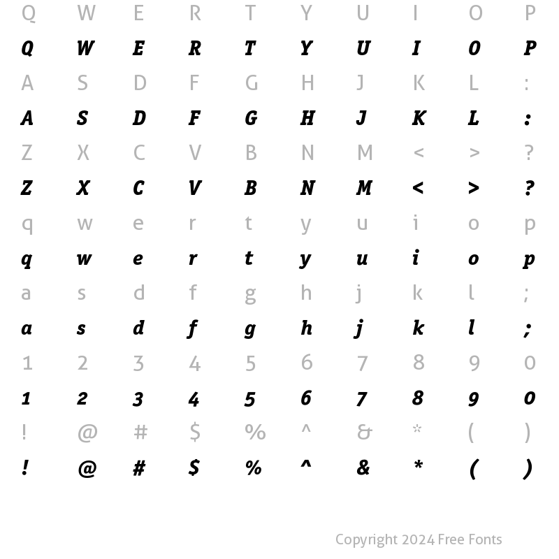 Character Map of OfficinaSerITC ExtraBoldItalOS Regular