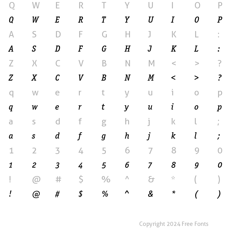 Character Map of OfficinaSerITC OS Medium Italic