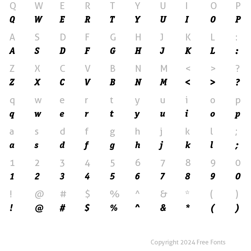 Character Map of OfficinaSerITCStd ExtraBoldIta